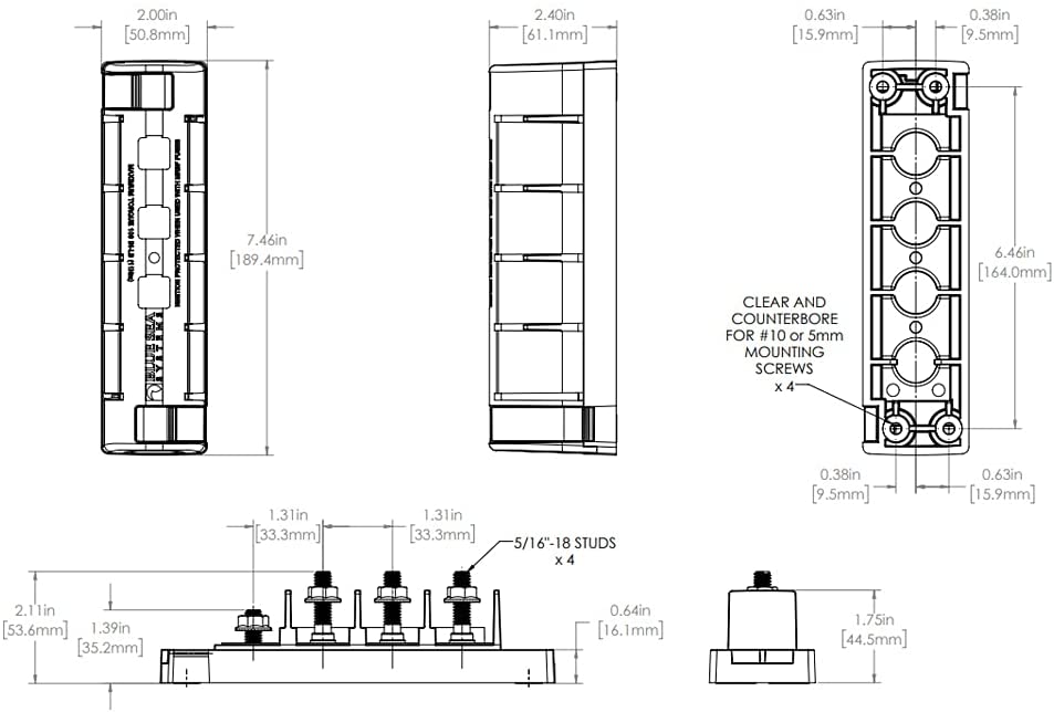 Blue Sea Systems 5196 Common Source Fuse Bock