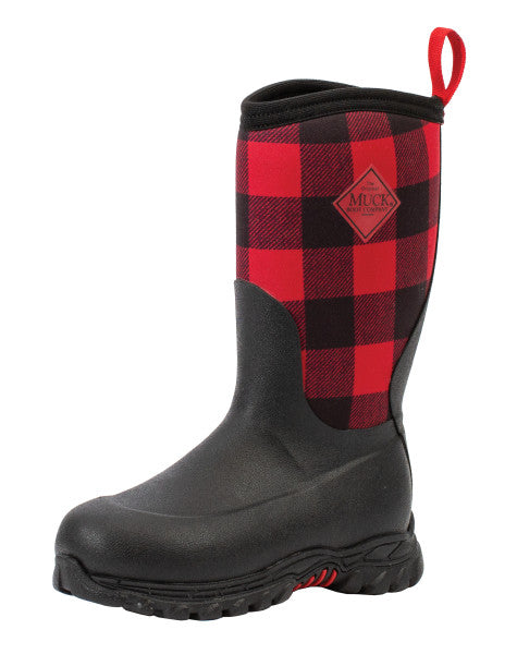 Open Box -Muck Kids Rugged II Rain Boots, Black /  Plaid