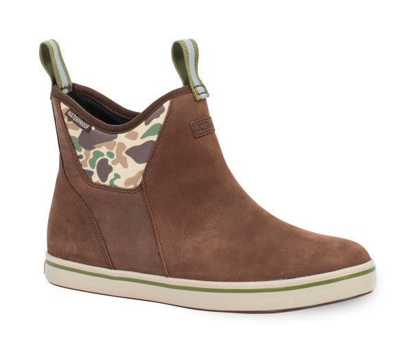 Xtratuf Men's 6" Leather Ankle Deck Boot, Brown Camo