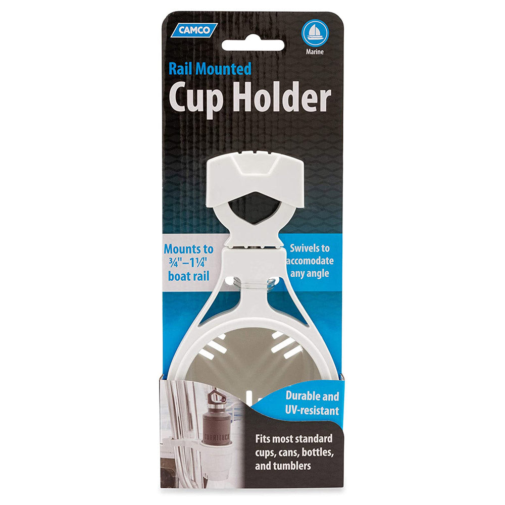 Small Clamp-On Cup Holder, Rail Mount, White