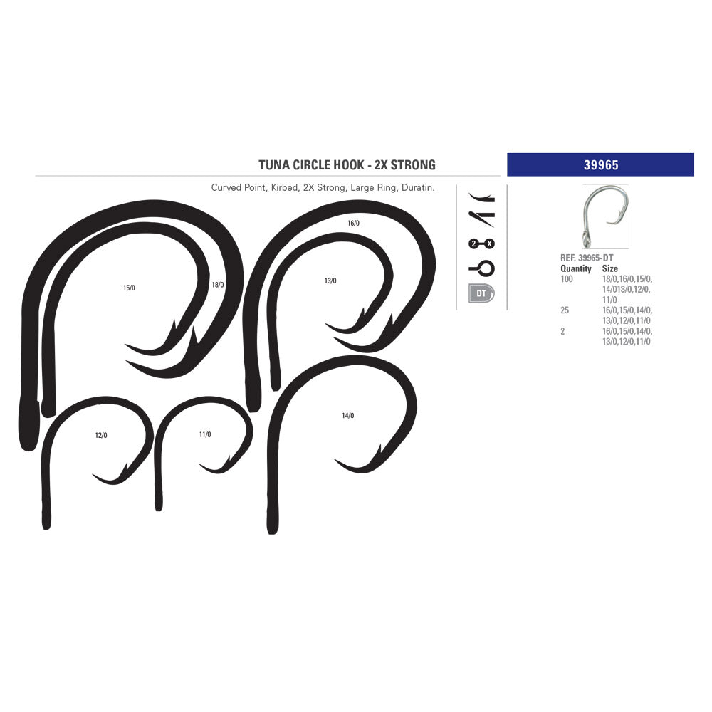 Mustad Tuna Circle Hooks, 39965-DT