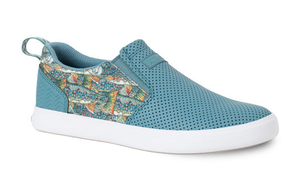 Women's FisheWear Sharkbyte Leather Deck Shoes, Smoke Blue/Dooly Vee