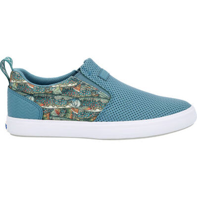 Women's FisheWear Sharkbyte Leather Deck Shoes, Smoke Blue/Dooly Vee