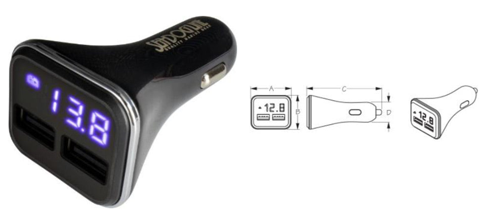 Dual USB Power Plug w/ Volt & Amp Meter