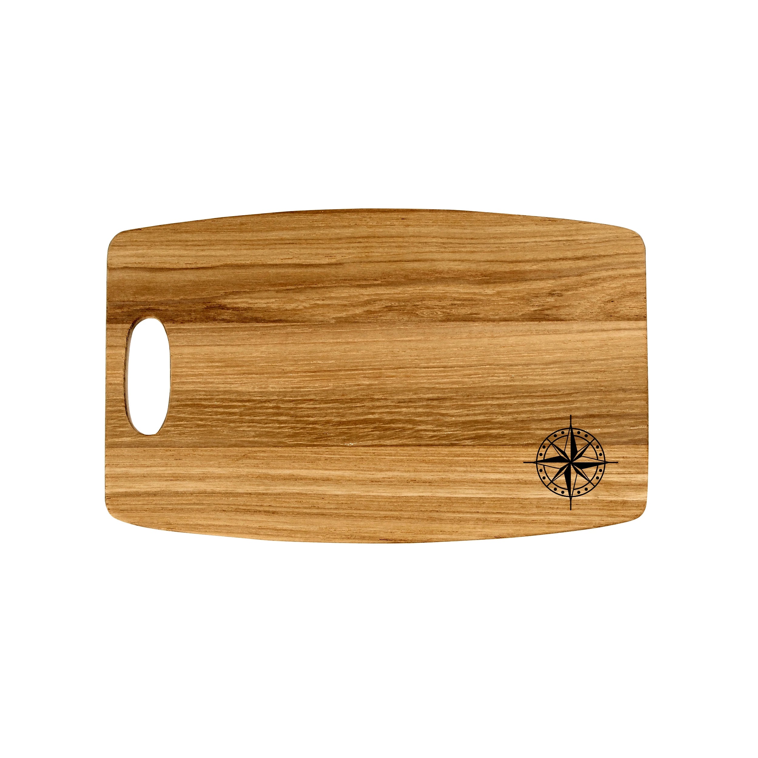 Teak Bread Board w/ Compass Design - 8" x 14"
