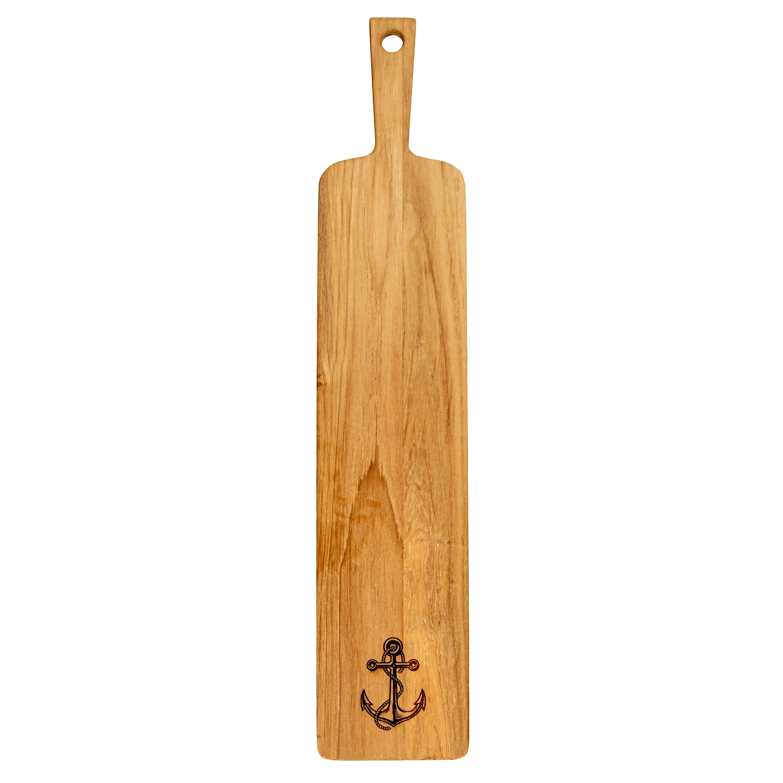 Teak Appetizer Serving Board w/ Anchor Design - 5" x 18"