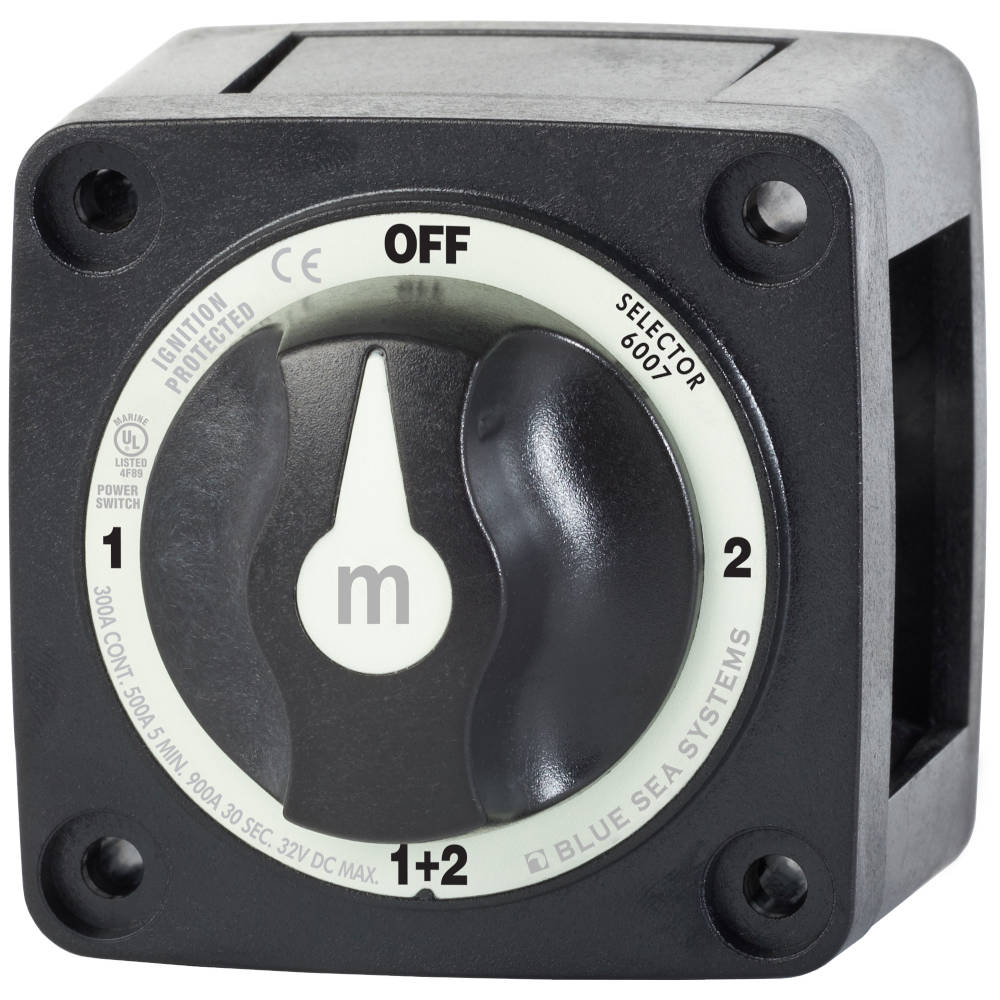 Blue Sea Systems, m-Series Battery Selector Switch, 4 Position, Black