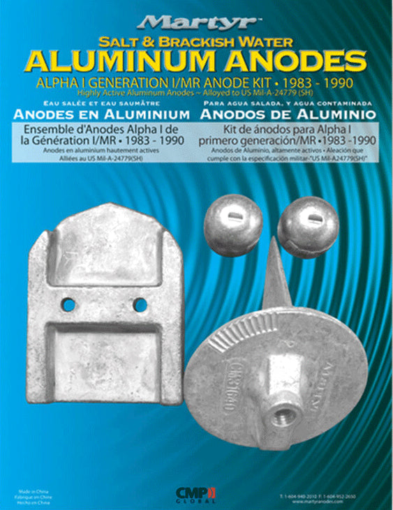 Anode Kit For Mercruiser Alpha Generation I, Zinc