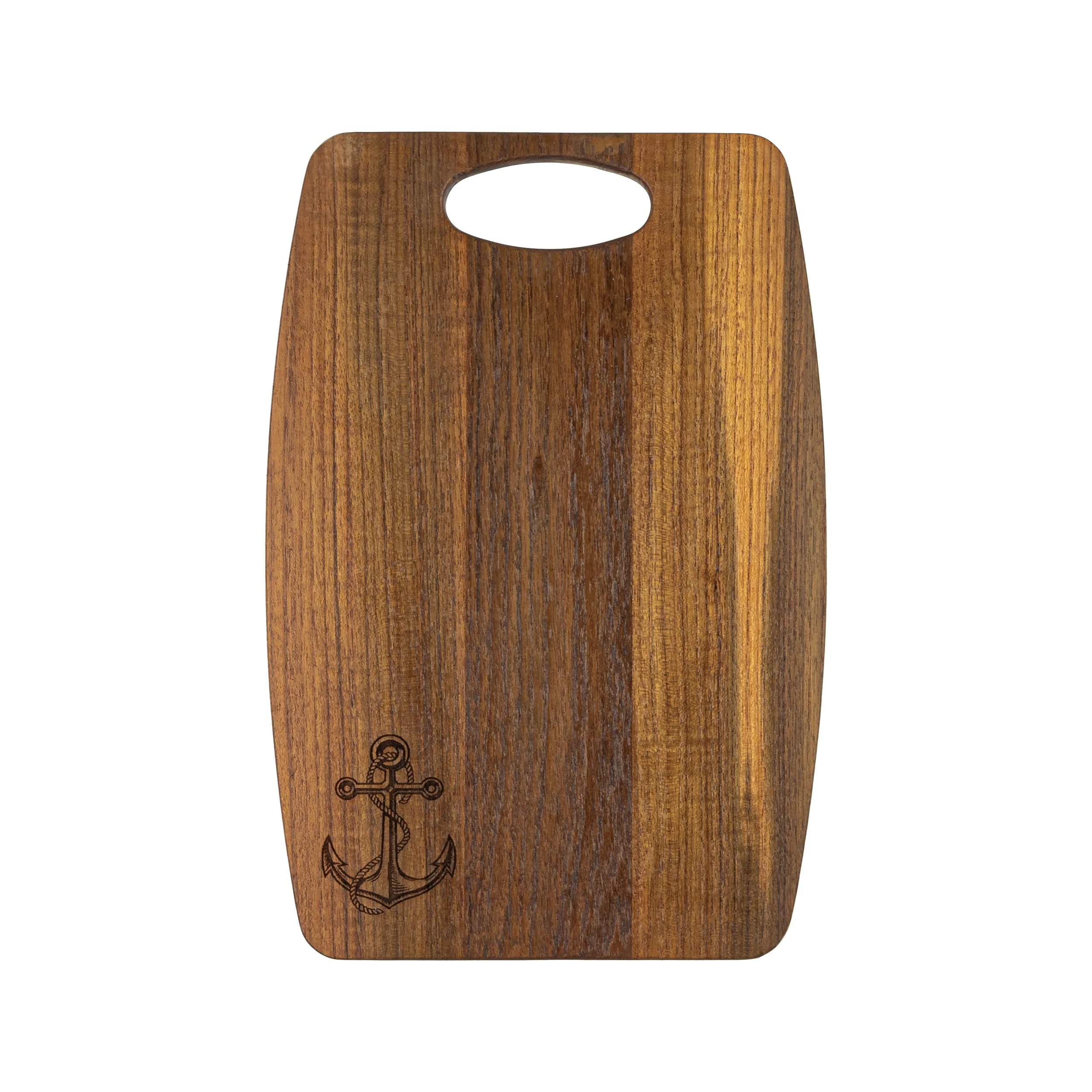 Teak Bread Board w/ Anchor Design - 8" x 14