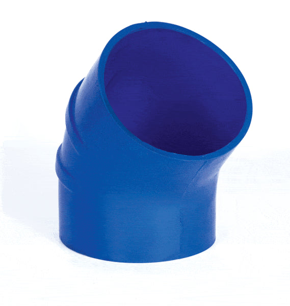 Trident 240V Series 45º Blue Silicone Elbow, 6" ID, No Clamps
