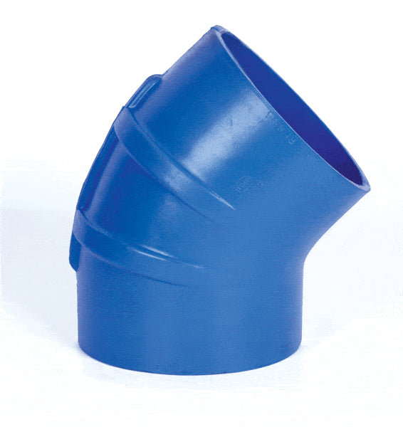 Trident 240V Series 45º Blue Silicone Elbow, 6" ID, No Clamps
