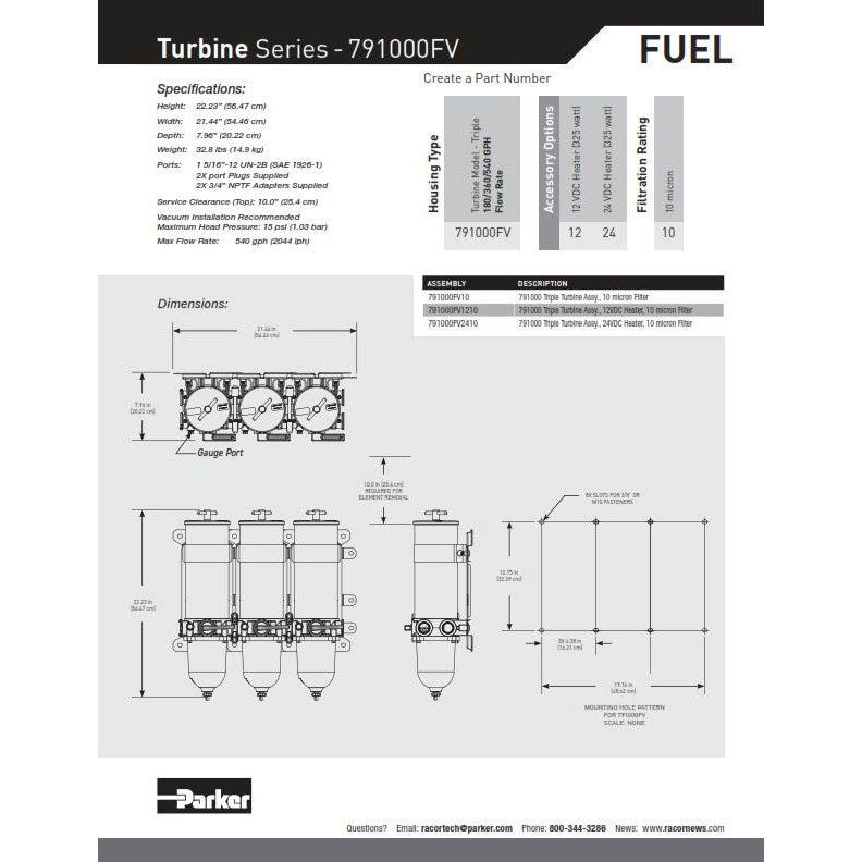 Triple Turbine V Series Fuel Filter Water Separators