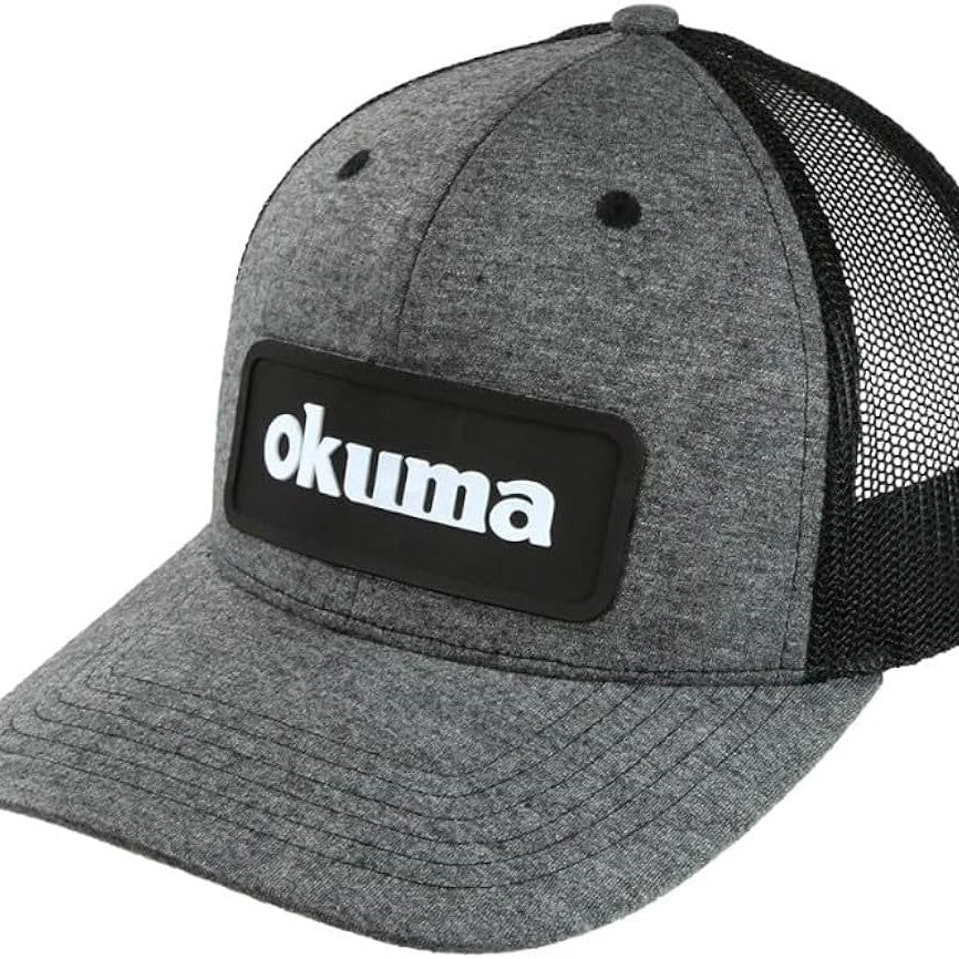 Mesh Back Heather Grey with Black Patch Hat