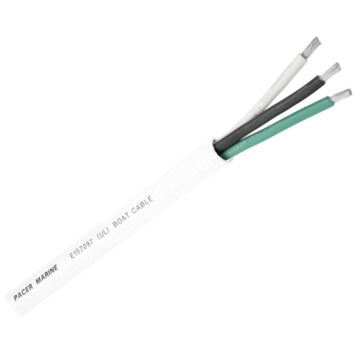 Pacer White Triplex Wire Round Boat Cable with Black, White, Green Conductors - 14 AWG, Sold by the Foot