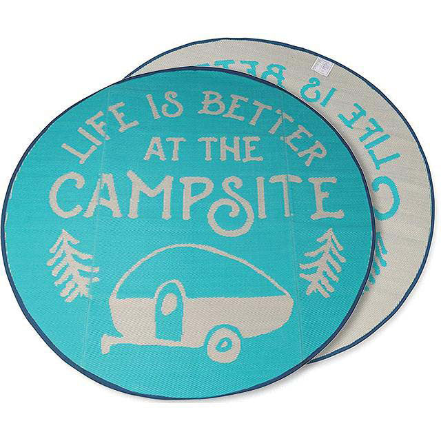 Camco 42835 6' Round Mat, Life is Better at the Campsite Pattern