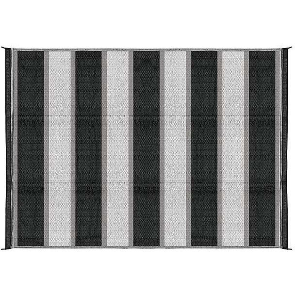 Open Air Stripe Awning Leisure Mat, 6' x 9' Charcoal