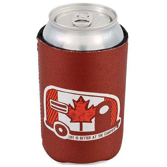 Camco 53373 Life Is Better At The Campsite Can Holder, Burgundy, Canada Flag/Camper