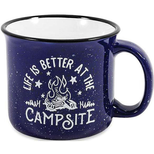 Camco 53387 Ceramic Mug, 14 oz., Blue Campfire