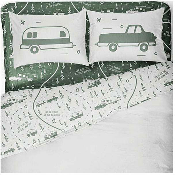 Camco 53476 Bed Sheets, Short Queen, Green Map