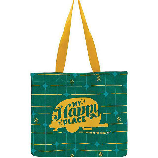 Camco 53483 Tote Bag, My Happy Place Green Grid