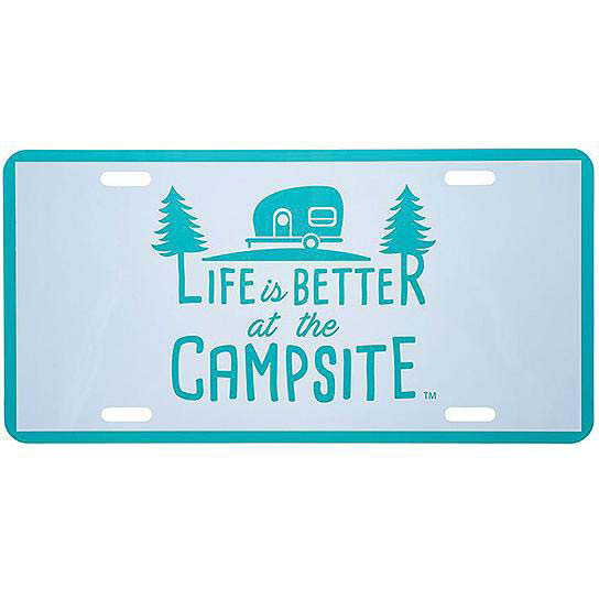 Camco 53251 Decorative RV Themed License Plate, Teal/White, Camper