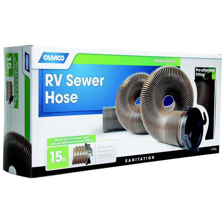 Camco 39691 Heavy Duty RV Sewer Hose With Pre-Attached Fitting 15'