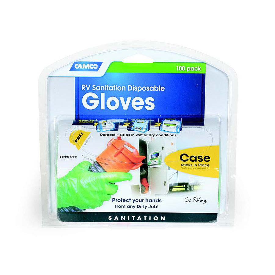 Camco 40285 RV Sanitation Nitrile Gloves, Orange, Green, 50 pr./pk