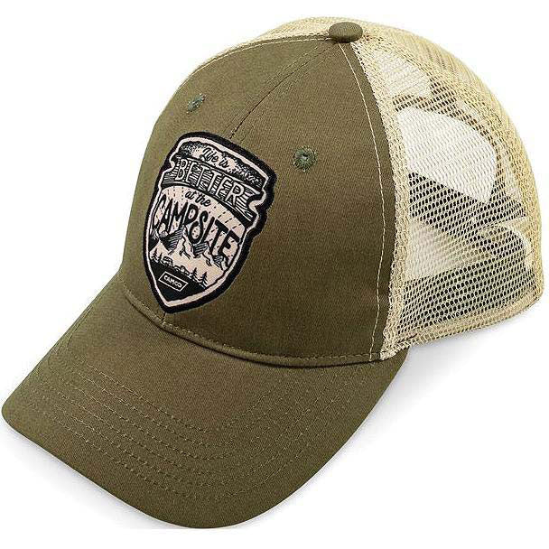Camco 53360 Trucker Hat, "Life Is Better At The Campsite", Olive