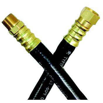 JR Products 07-31395 RV 24" Rubber LP Supply Hose with 3/8" Female Swivel SAE & Male Pipe Ends