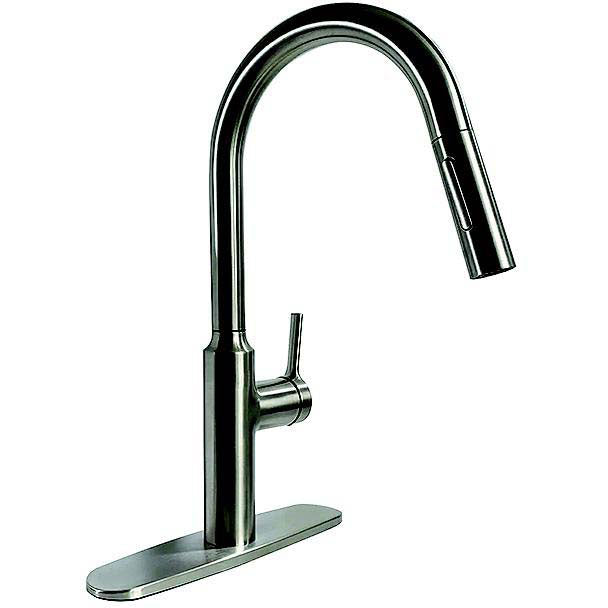 800-PF231465 8" Premium Slimline Single Handle Pull Down Kitchen Faucet, Brushed Nickel