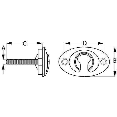 SeaDog 371840 Flush Mount Ski Tow | 3/8" Thread Diameter | Investment Cast 316 Stainless