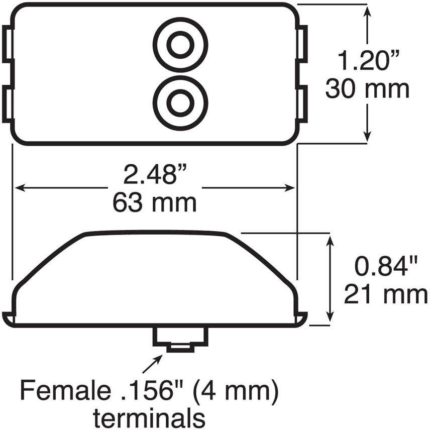 Anderson V203KR LED Sealed Clearance/ Side Marker Light Assembly w/Black Bracket, Red
