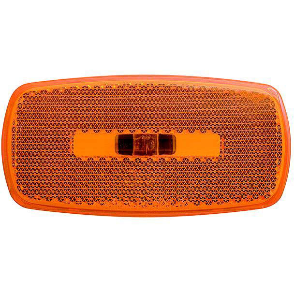 Optronics Surface Mount Marker/ Clearance Light w/Reflex, White Base, Amber Lens
