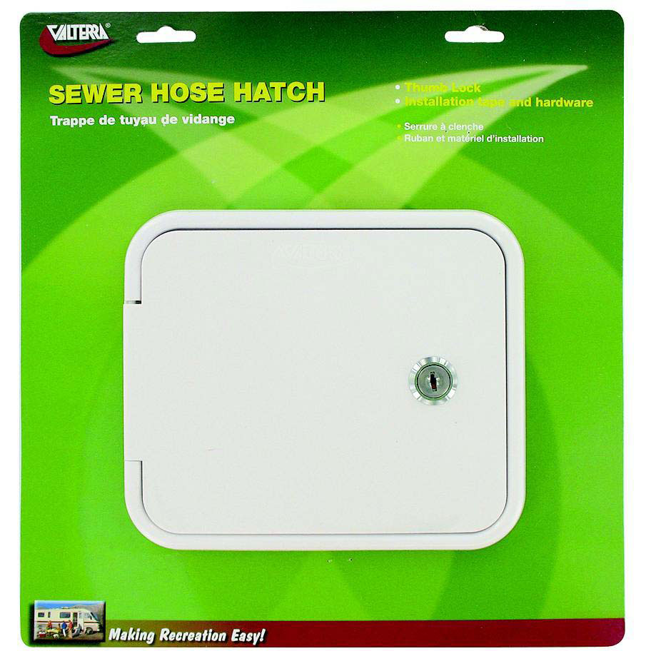 Valterra Thumb Lock RV Sewer Hose Hatch & Includes Installation Tape & Hardware