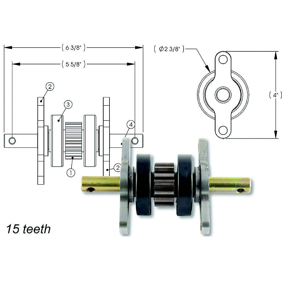 AP Products 014281331 2 X 2 Gear Pack Without Roll Pins Assembly (15 Teeth)