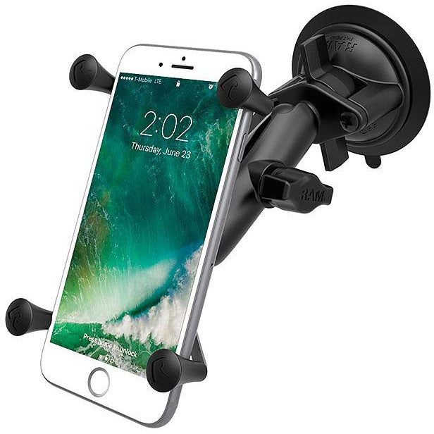 Remote Access Mic  Twist Lock Suction Cup Mount with Universal X-Grip Cell/iPhone Cradle