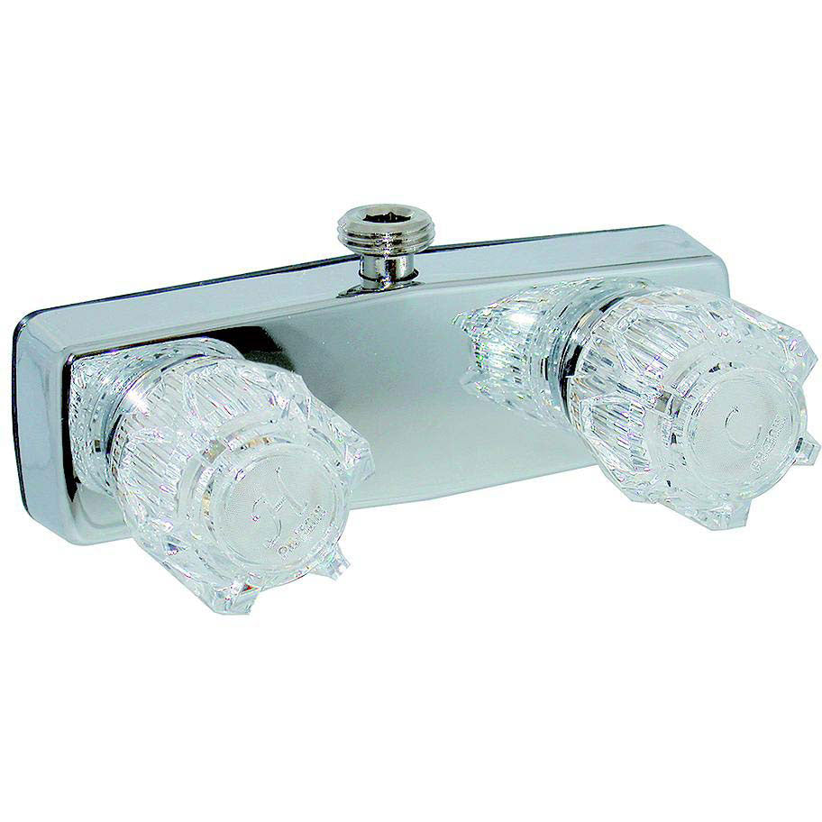 Valterra Phoenix PF213321 Chrome Finish Two Handle 4" RV Shower Valve Faucet with Clear Acrylic Knobs