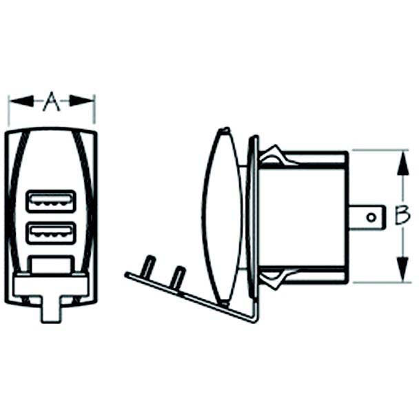 SeaDog 426520 Double USB 12V to 24V Input Rocker Switch Power Socket