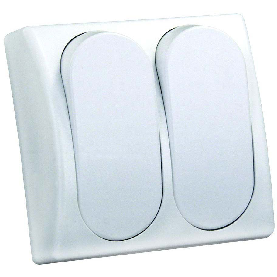 JR Products 13585 White Double Modular On/Off RV Switch with Bezel
