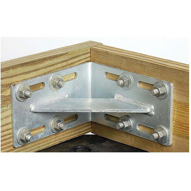 Tie Down Engineering Dock Hardware - Inside Corner 10-1/2"L x 5"H With 2-1/4" Elongated Holes and Larger Brace, Commercial Grade
