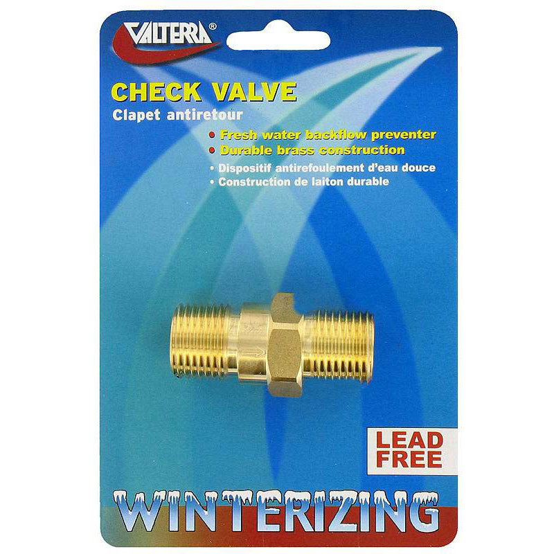 Valterra P23415LFVP Brass Check Valve 1/2" MPT, 1/2" MPT, Carded