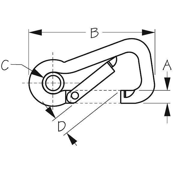 Sea-Dog 1501251 Asymmetrical Snap w/Eye Insert - Stainless, 4-3/4"