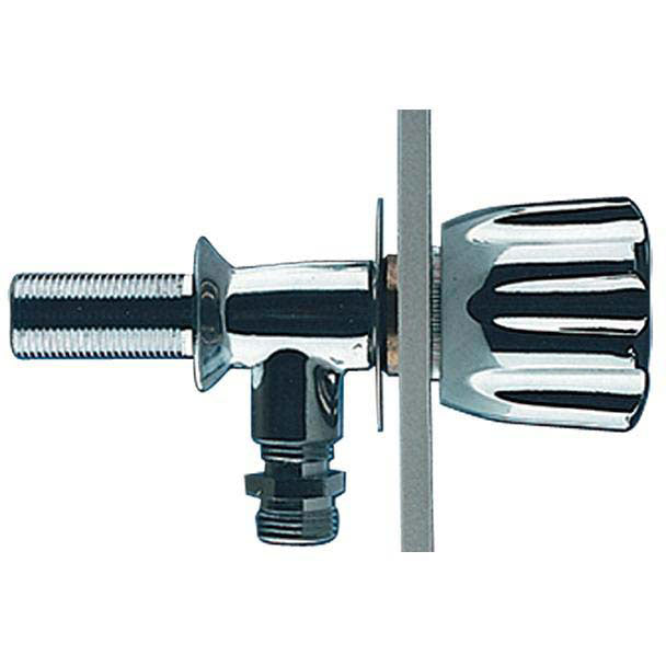 Scandvik 10091 Chrome Plated Brass Compact Cold Water Tap For Shower Control With Chrome Plastic Knob (Bulkhead or Counter Top Mount)