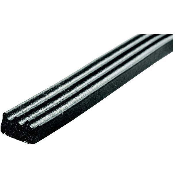 JR Products 0630145 Ribbed Style EPDM Sponge Rubber Seal, 50'