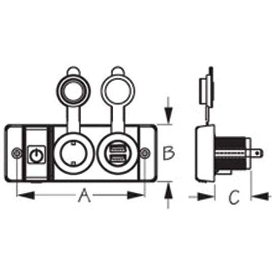 Seadog 426506-1 Double Usb & Power Socket Panel w/Breaker Switch