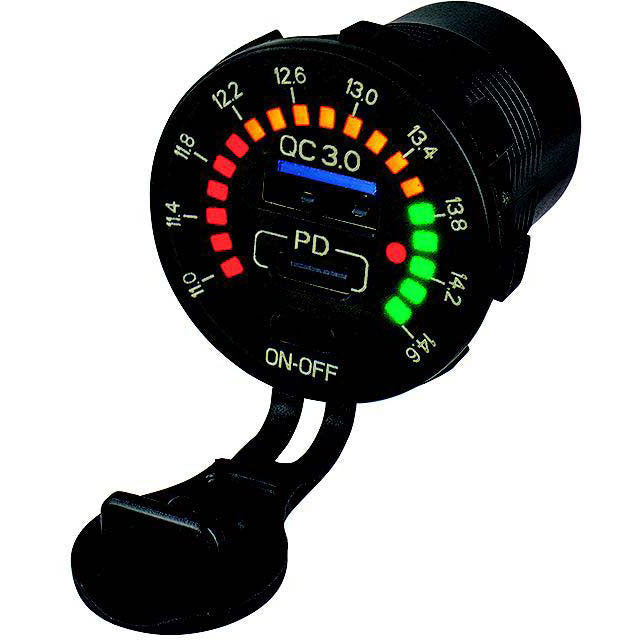 Seadog 4265191 Rainbow Volt Meter w/USB 3.0 & USB-C Power Socket