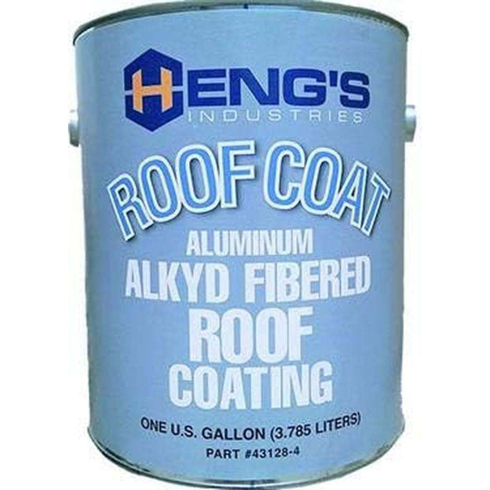 Heng's 43032 Alkyd Fibered Roof Coating, Aluminum, Gal., 4/case