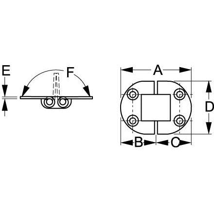 Sea-Dog 201555 Round Side Two Pin Hinge, 3" (Carded)
