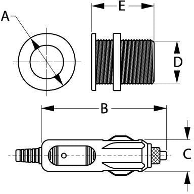 Sea-Dog 4261161 Deluxe Power Socket, Cap & Plug, 12V