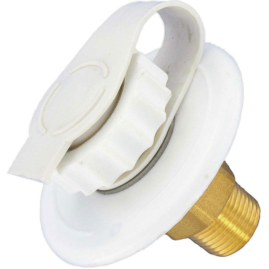 Valterra Flush Mount Water Inlet, White Brass